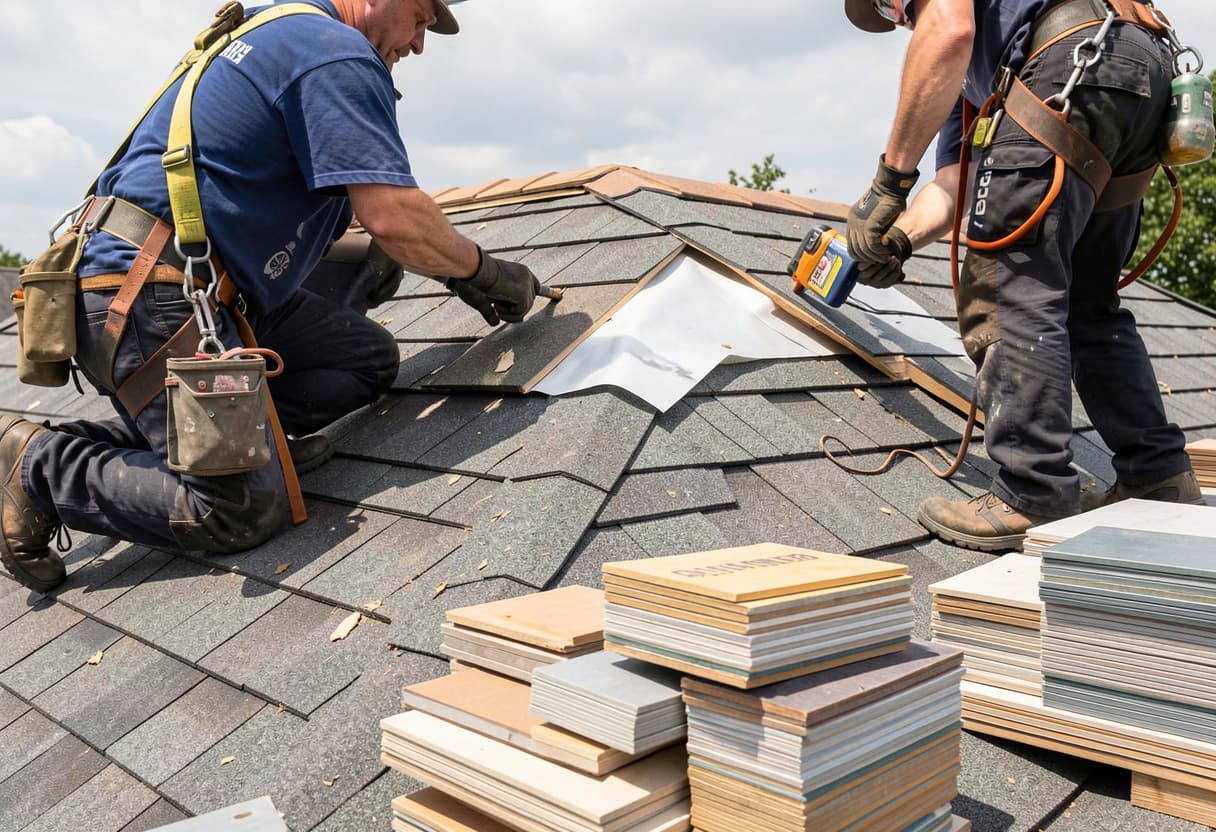 Project illustration showing ridge vent and shingle pattern